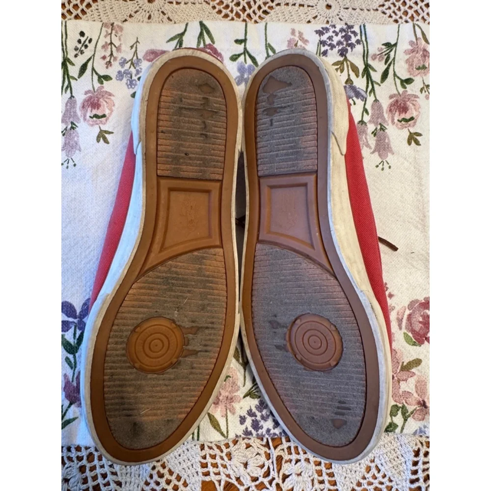 Men's Polo Ralph Lauren Boat Shoes Size 10.5 Red Canvas